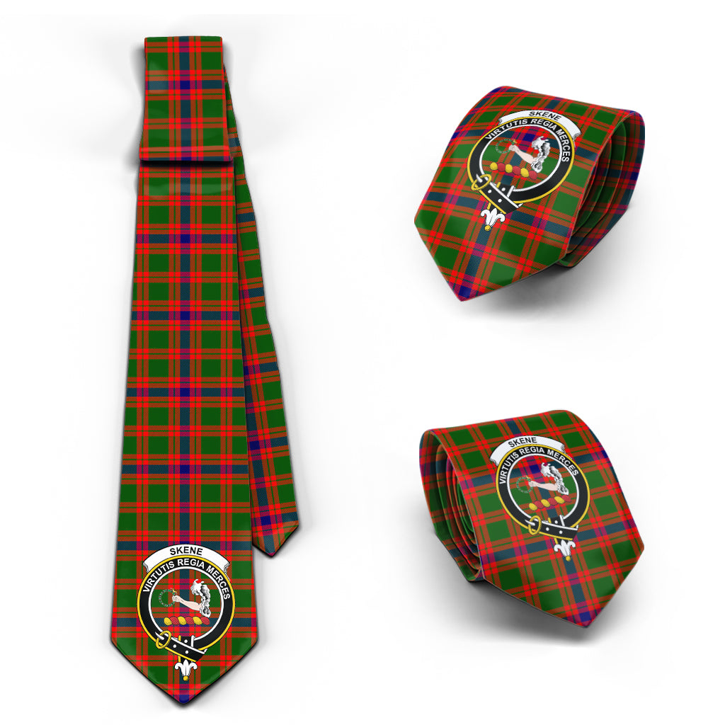 Skene Modern Tartan Classic Necktie with Family Crest Necktie One Size - Tartan Vibes Clothing