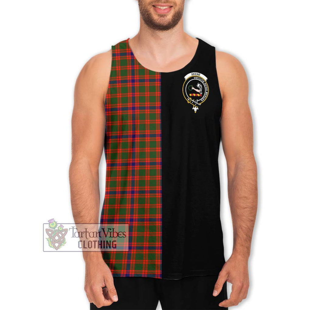 Skene Modern Tartan Men's Tank Top with Family Crest and Half Of Me Style Men - Tartanvibesclothing Shop