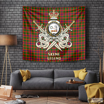 Skene Modern Tartan Tapestry with Clan Crest and the Golden Sword of Courageous Legacy