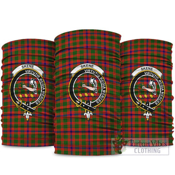 Skene Modern Tartan Neck Gaiters, Tartan Bandanas, Tartan Head Band with Family Crest