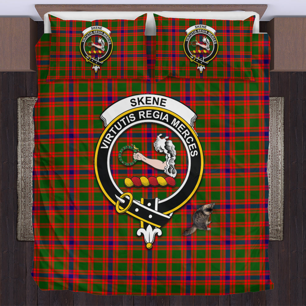 Skene Modern Tartan Bedding Set with Family Crest US Bedding Set - Tartan Vibes Clothing