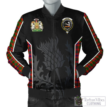 Skene Modern Tartan Bomber Jacket with Family Crest and Scottish Thistle Vibes Sport Style