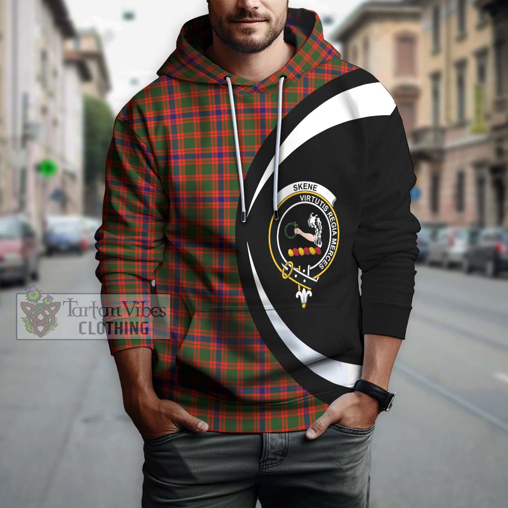 Skene Modern Tartan Hoodie with Family Crest Circle Style Zip Hoodie - Tartan Vibes Clothing