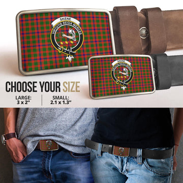 Skene Modern Tartan Belt Buckles with Family Crest