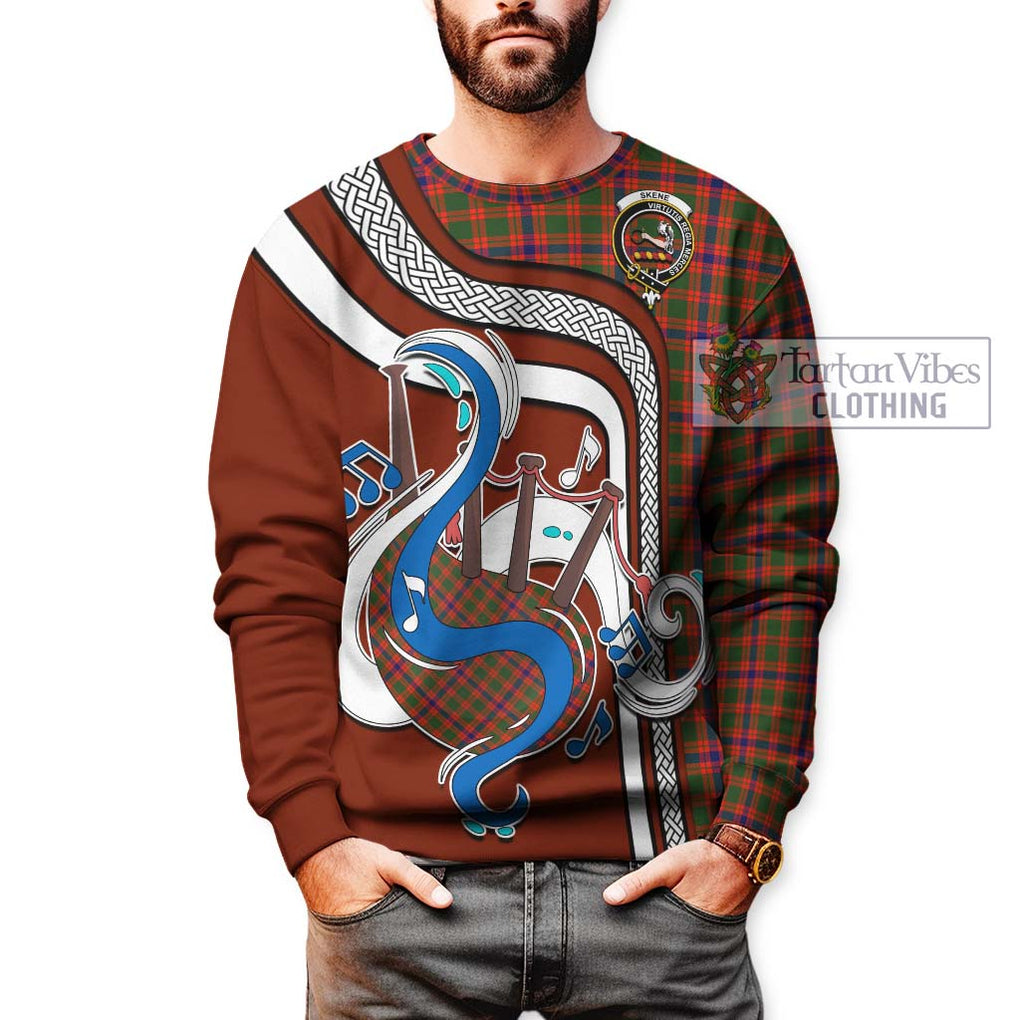 Tartan Vibes Clothing Skene Modern Tartan Sweatshirt with Epic Bagpipe Style