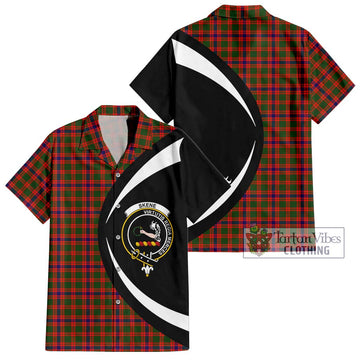 Skene Modern Tartan Short Sleeve Button Up with Family Crest Circle Style