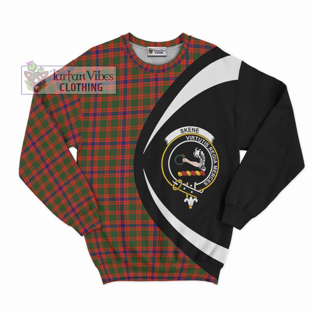 Skene Modern Tartan Sweatshirt with Family Crest Circle Style Unisex - Tartan Vibes Clothing