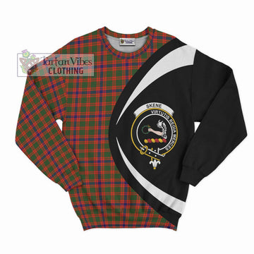 Skene Modern Tartan Sweatshirt with Family Crest Circle Style