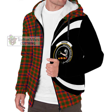 Skene Modern Tartan Sherpa Hoodie with Family Crest Circle Style