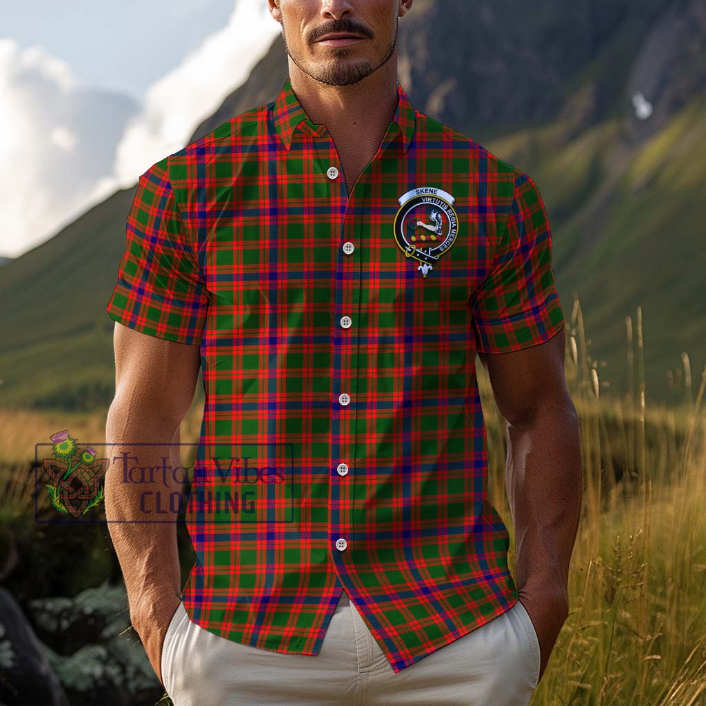 Tartan Vibes Clothing Skene Modern Tartan Cotton Hawaiian Shirt with Family Crest