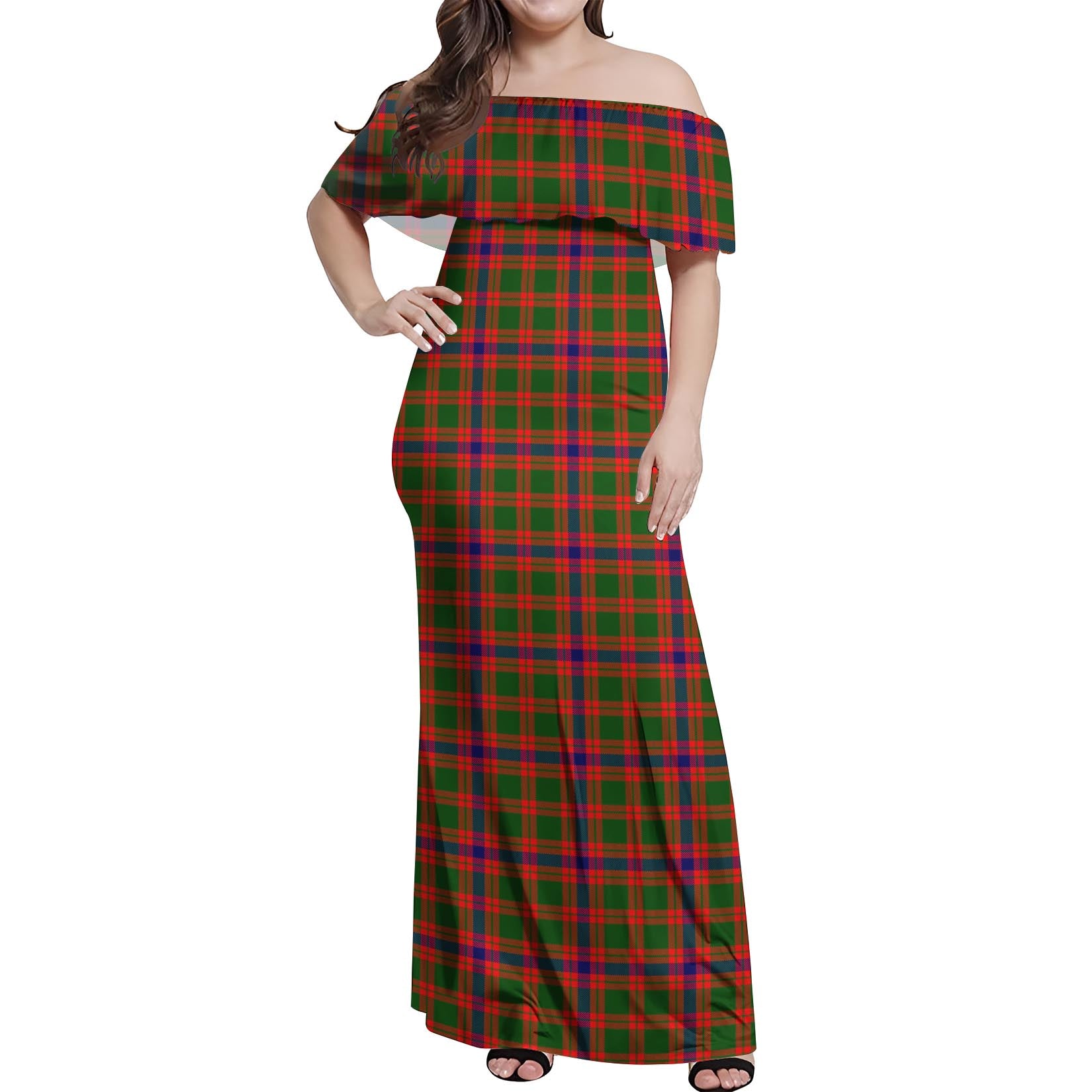 Skene Modern Tartan Off Shoulder Long Dress Women's Dress - Tartanvibesclothing