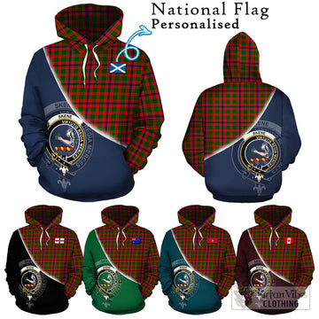 Skene Modern Tartan Hoodie with Personalised National Flag and Family Crest Half Style