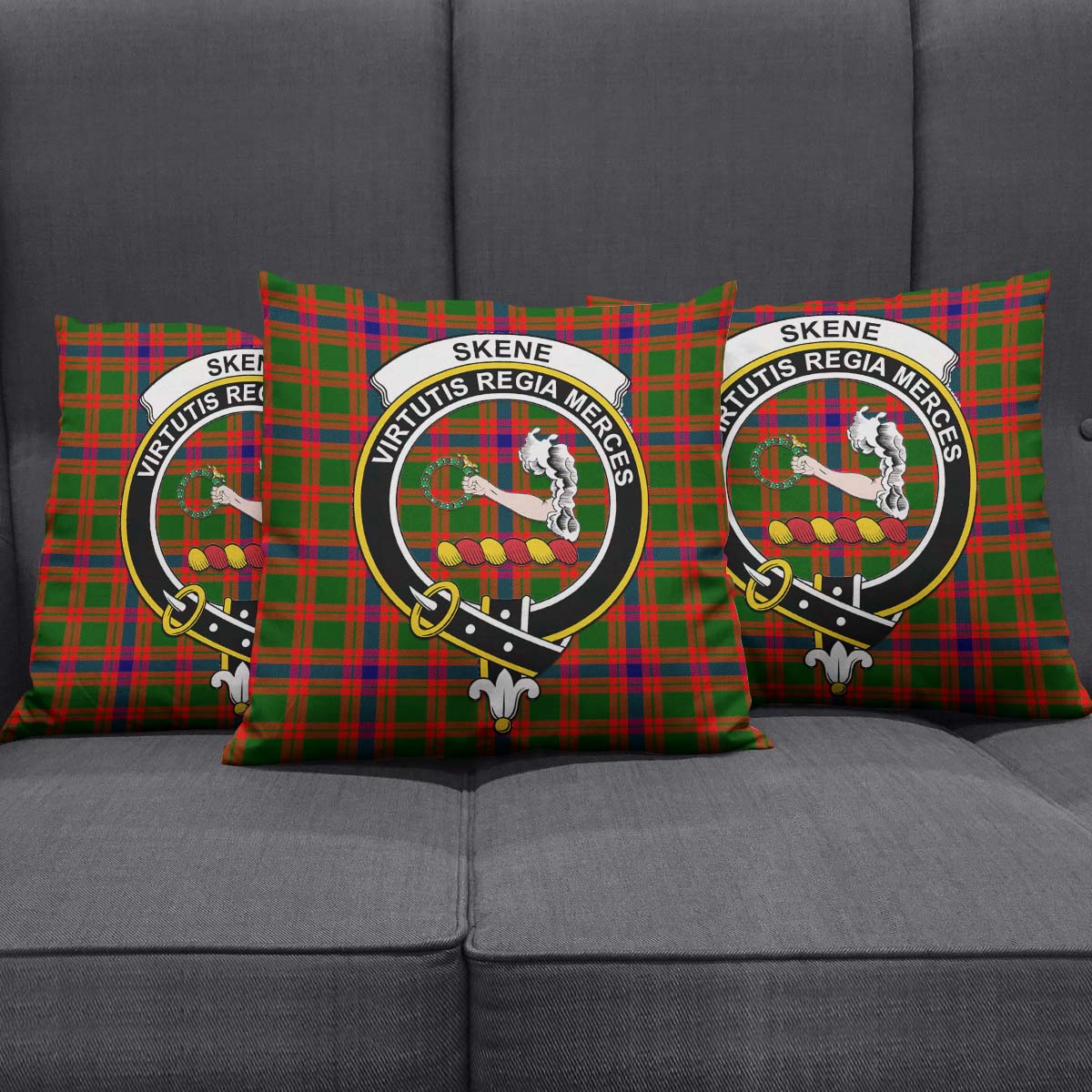 Skene Modern Tartan Pillow Cover with Family Crest Square Pillow Cover - Tartanvibesclothing