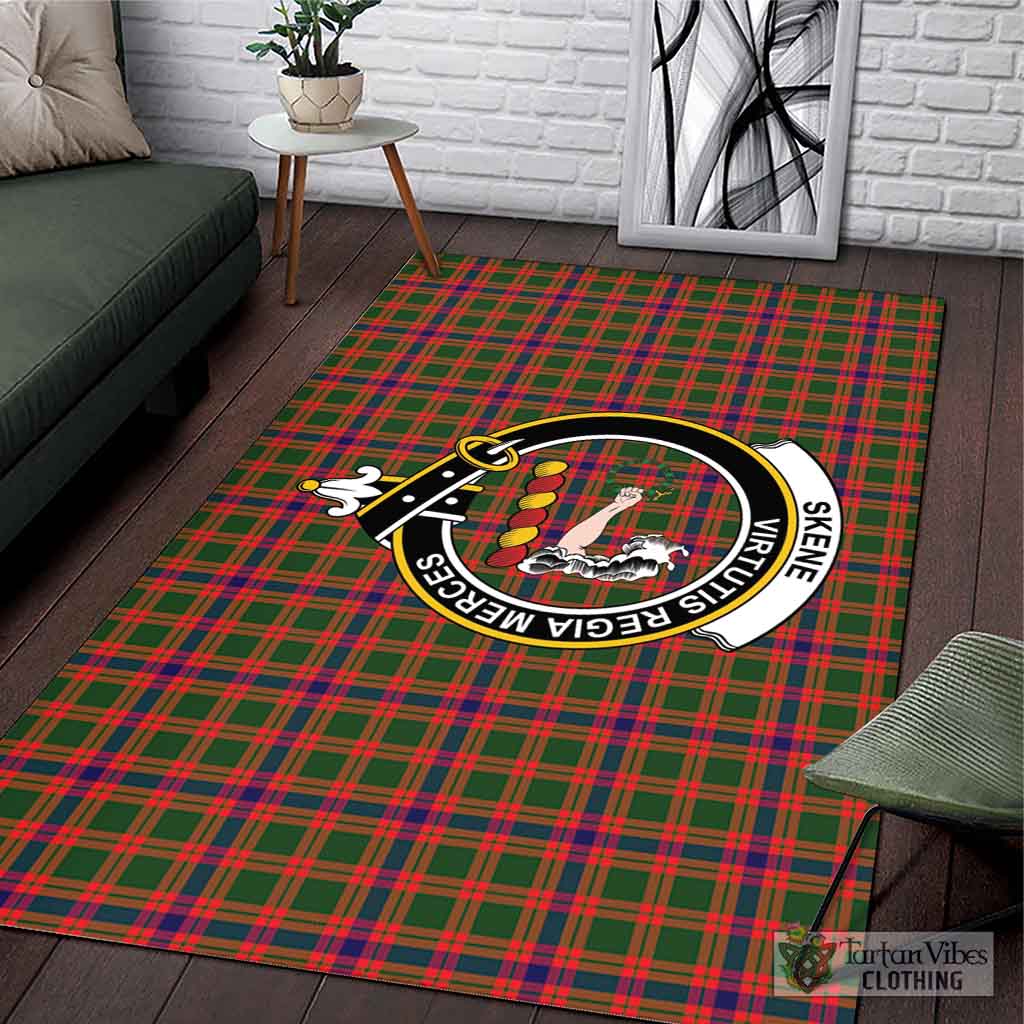 Tartan Vibes Clothing Skene Modern Tartan Area Rug with Family Crest