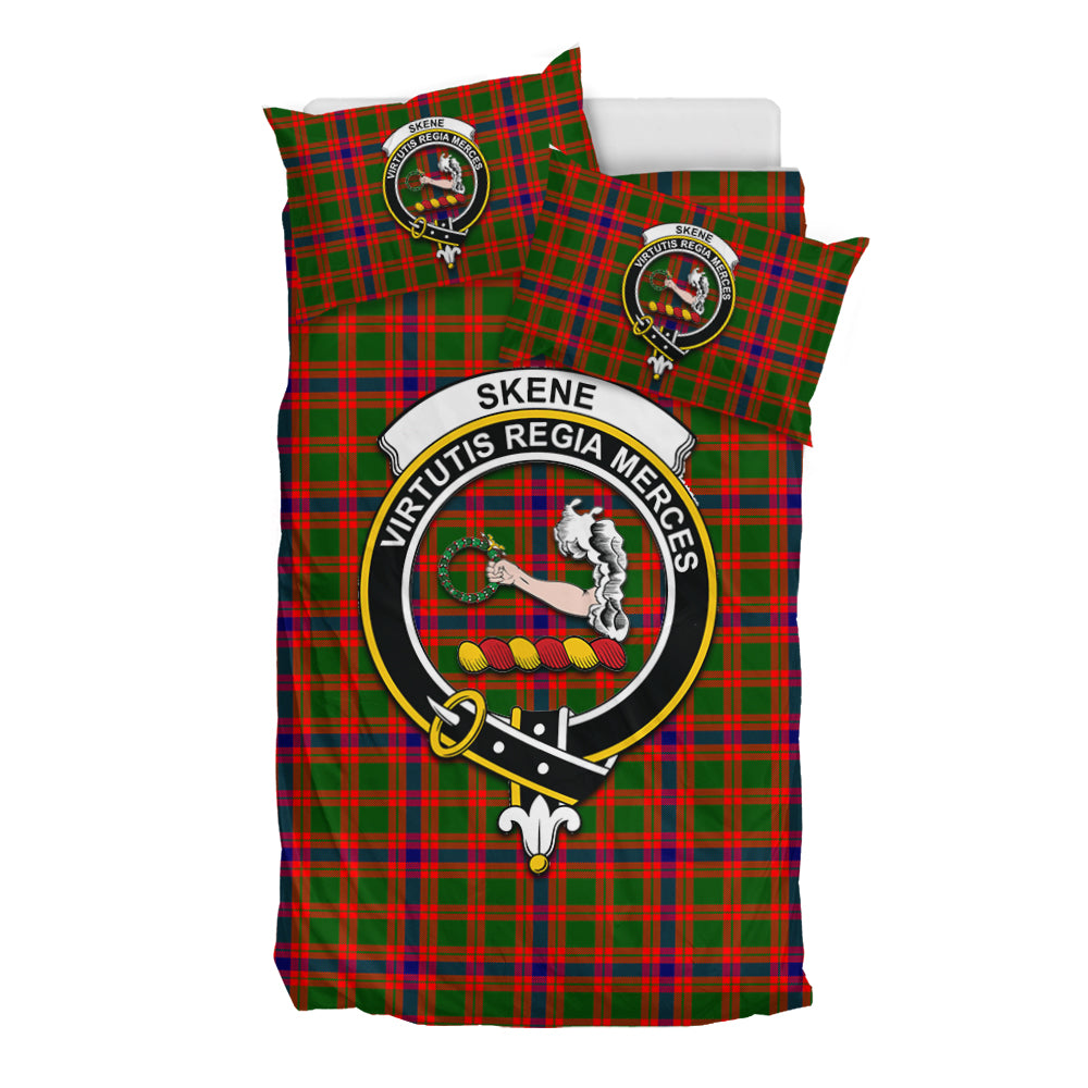 Skene Modern Tartan Bedding Set with Family Crest - Tartan Vibes Clothing