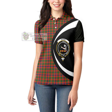 Skene Modern Tartan Women's Polo Shirt with Family Crest Circle Style