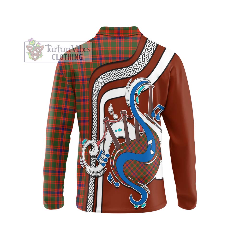 Tartan Vibes Clothing Skene Modern Tartan Long Sleeve Polo Shirt with Epic Bagpipe Style