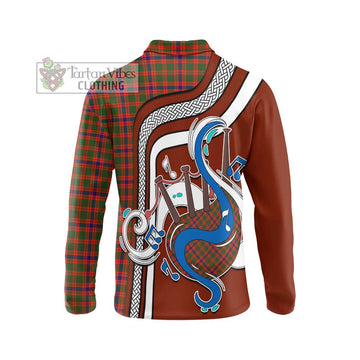 Skene Modern Tartan Long Sleeve Polo Shirt with Epic Bagpipe Style