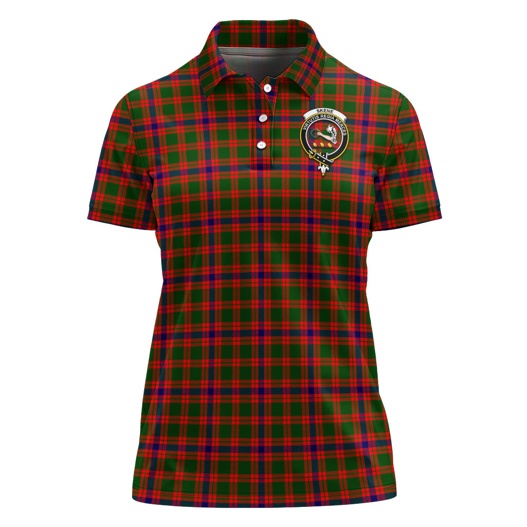 Skene Modern Tartan Polo Shirt with Family Crest For Women - Tartan Vibes Clothing