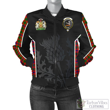 Skene Modern Tartan Bomber Jacket with Family Crest and Scottish Thistle Vibes Sport Style