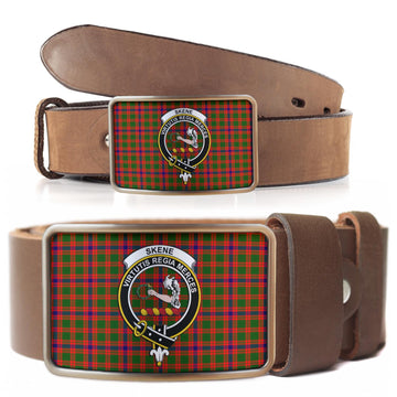 Skene Modern Tartan Belt Buckles with Family Crest