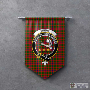 Skene Modern Tartan Gonfalon, Tartan Banner with Family Crest