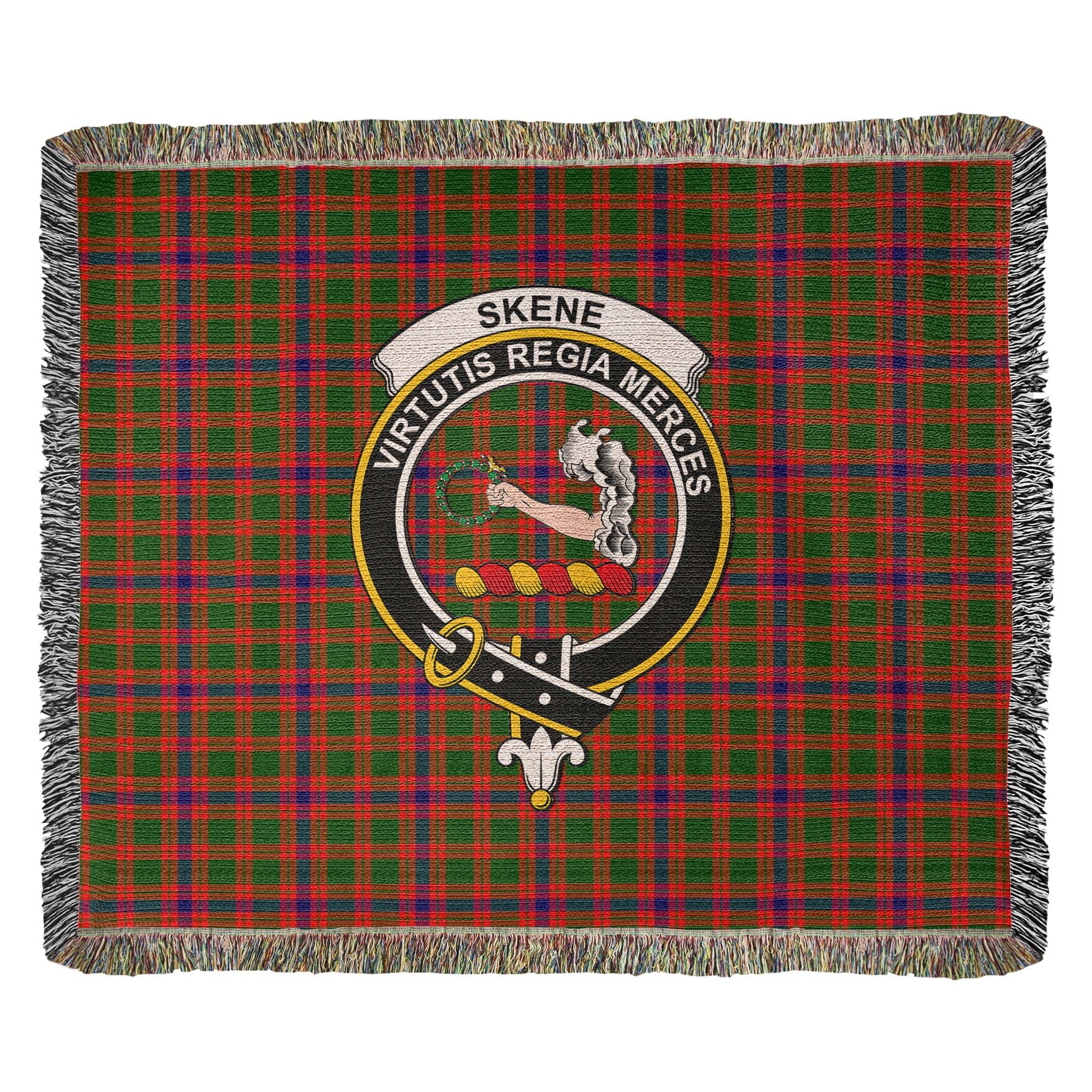 Tartan Vibes Clothing Skene Modern Tartan Woven Blanket with Family Crest