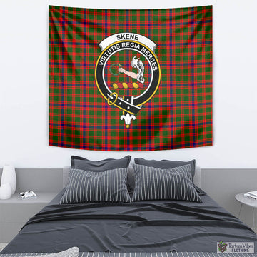 Skene Modern Tartan Tapestry Wall Hanging and Home Decor for Room with Family Crest
