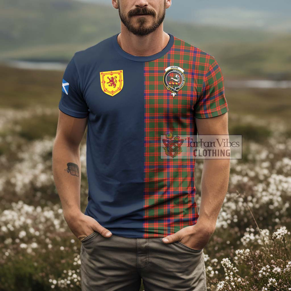 Tartan Vibes Clothing Skene Modern Tartan T-Shirt Alba with Scottish Lion Royal Arm Half Style