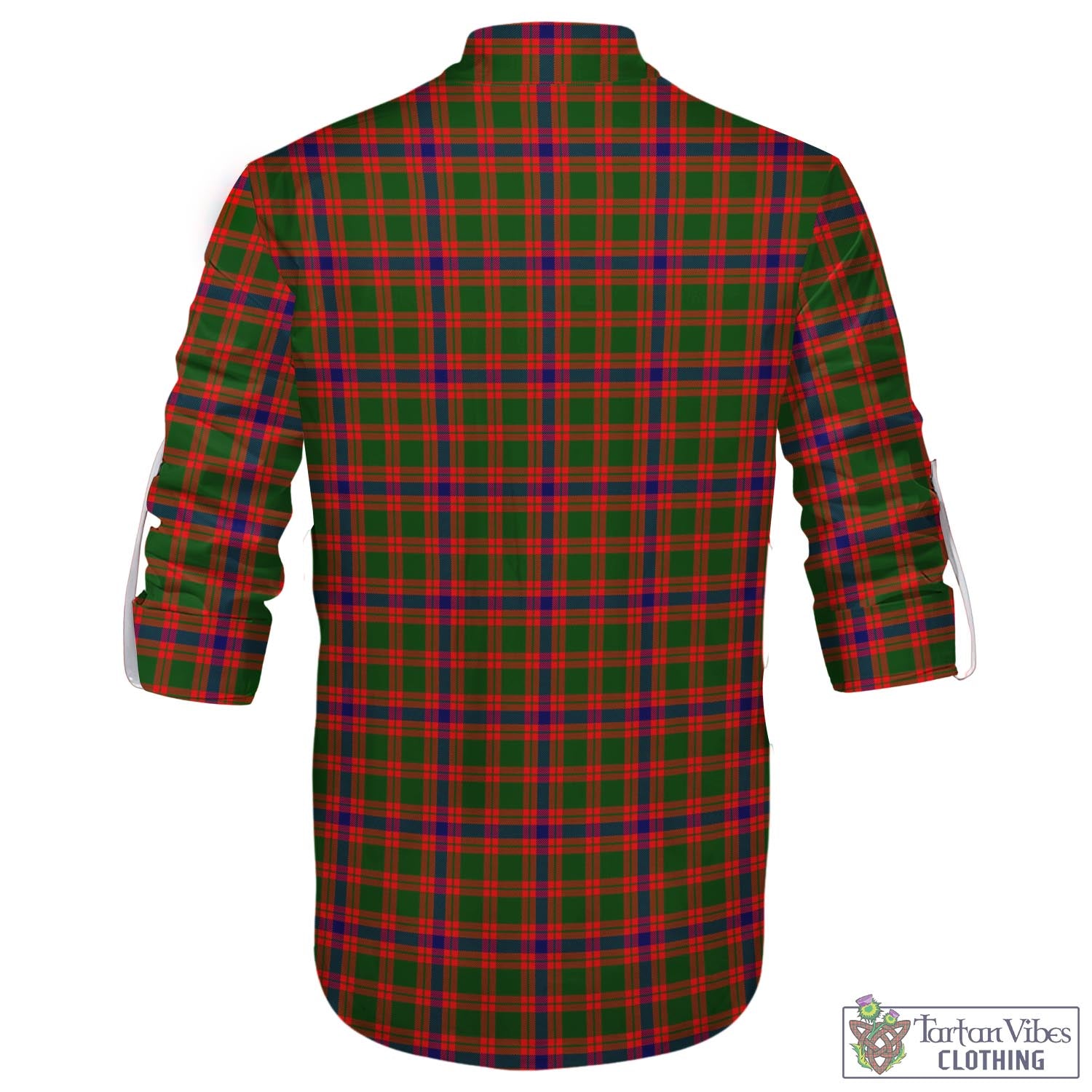 Tartan Vibes Clothing Skene Modern Tartan Men's Scottish Traditional Jacobite Ghillie Kilt Shirt with Family Crest