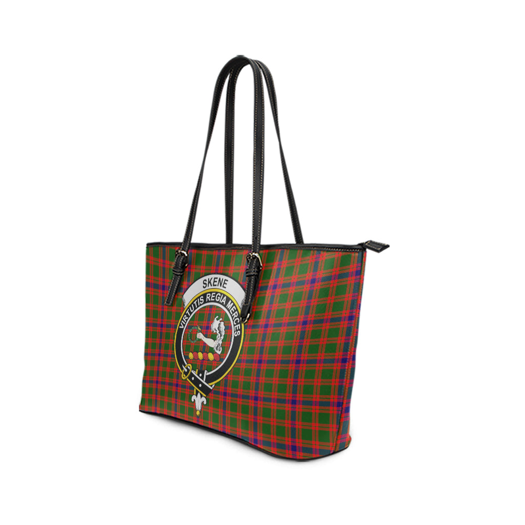 Skene Modern Tartan Leather Tote Bag with Family Crest - Tartan Vibes Clothing