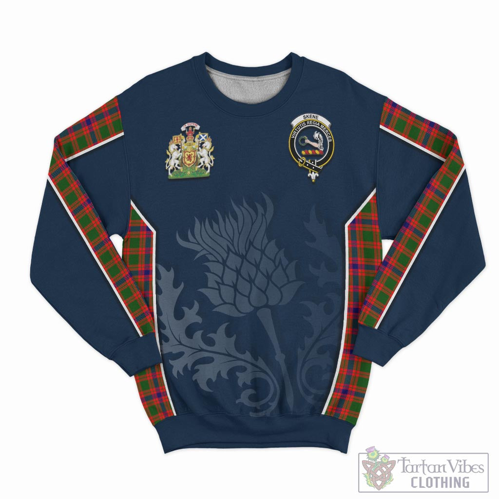 Tartan Vibes Clothing Skene Modern Tartan Sweatshirt with Family Crest and Scottish Thistle Vibes Sport Style