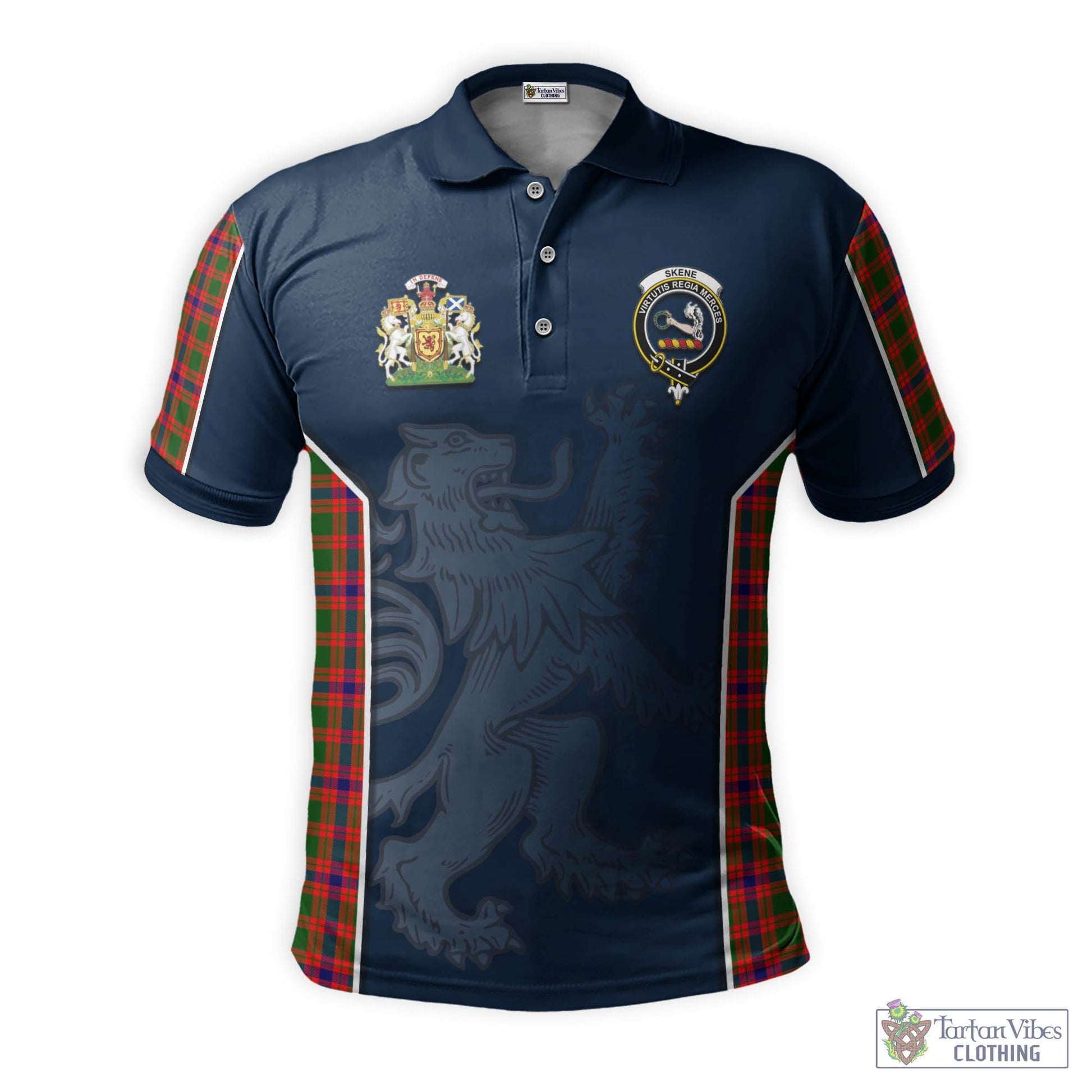 Tartan Vibes Clothing Skene Modern Tartan Men's Polo Shirt with Family Crest and Lion Rampant Vibes Sport Style