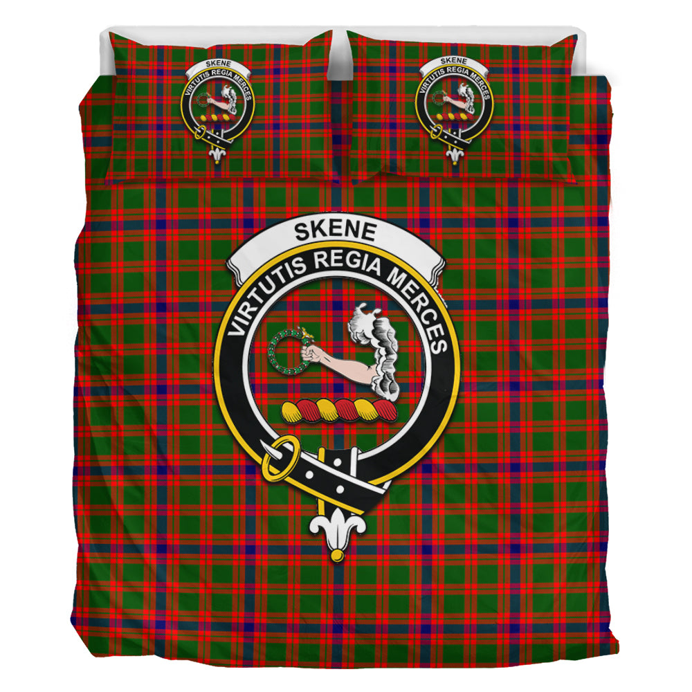 Skene Modern Tartan Bedding Set with Family Crest - Tartan Vibes Clothing