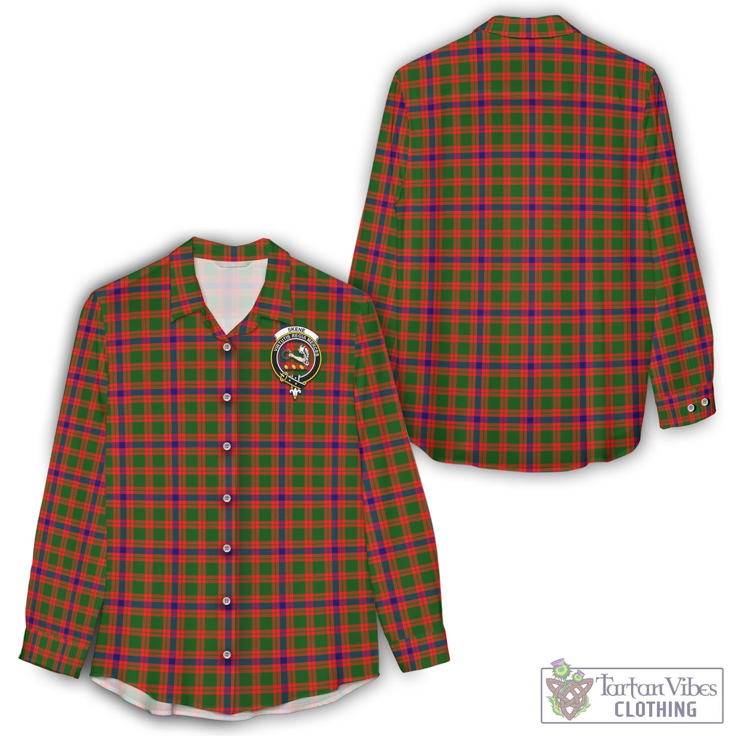 Tartan Vibes Clothing Skene Modern Tartan Womens Casual Shirt with Family Crest