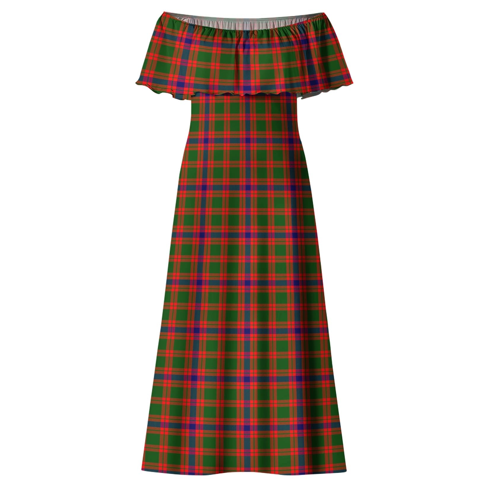 Skene Modern Tartan Off Shoulder Long Dress - Tartanvibesclothing