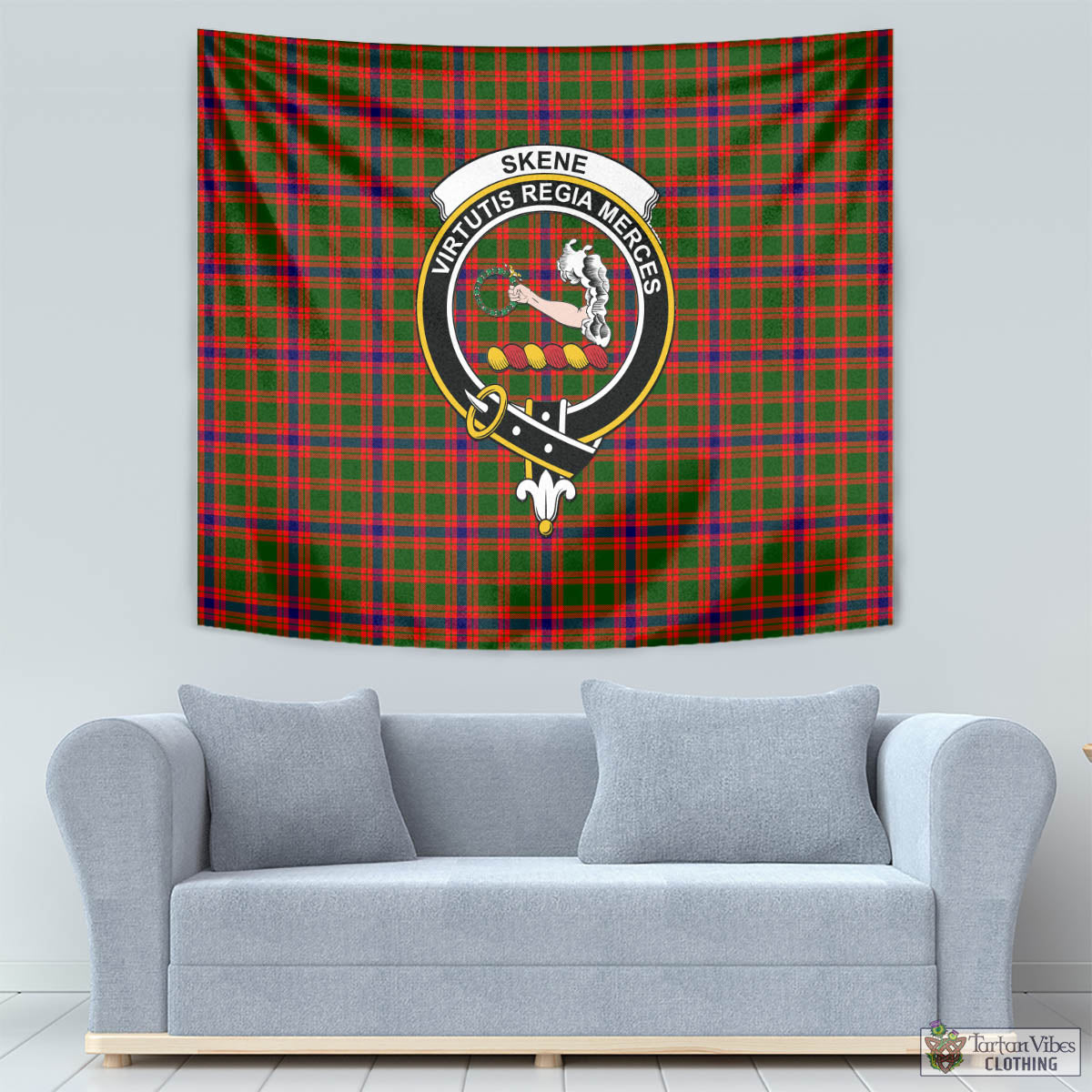 Tartan Vibes Clothing Skene Modern Tartan Tapestry Wall Hanging and Home Decor for Room with Family Crest