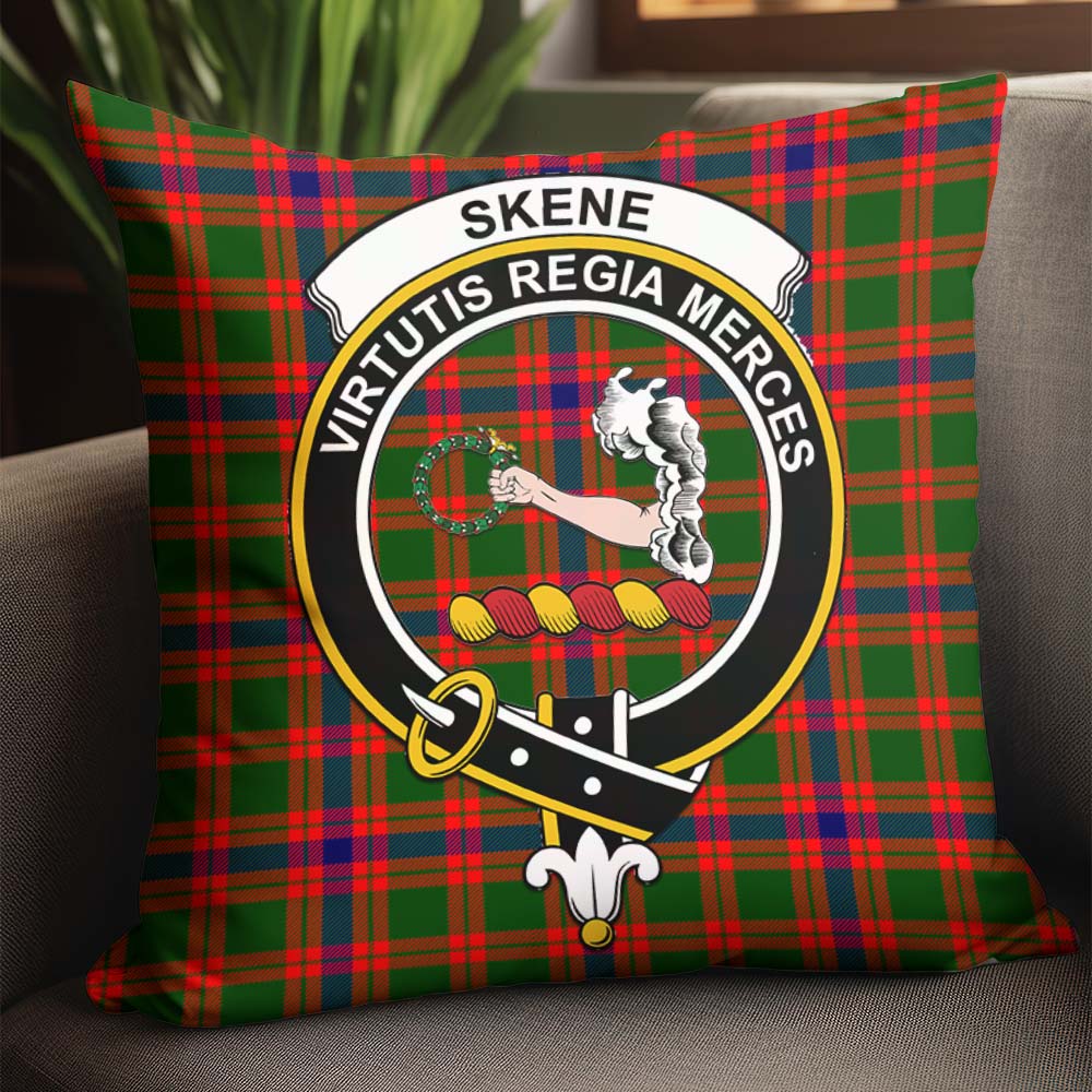 Skene Modern Tartan Pillow Cover with Family Crest - Tartanvibesclothing