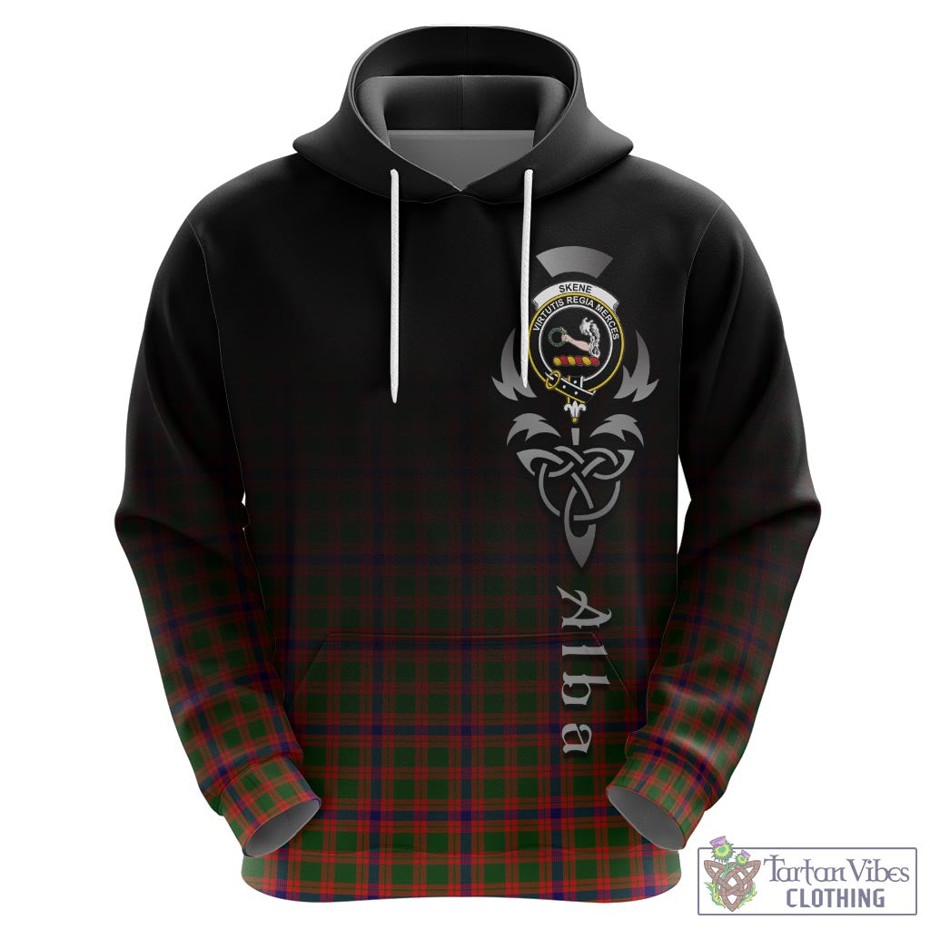 Tartan Vibes Clothing Skene Modern Tartan Hoodie Featuring Alba Gu Brath Family Crest Celtic Inspired