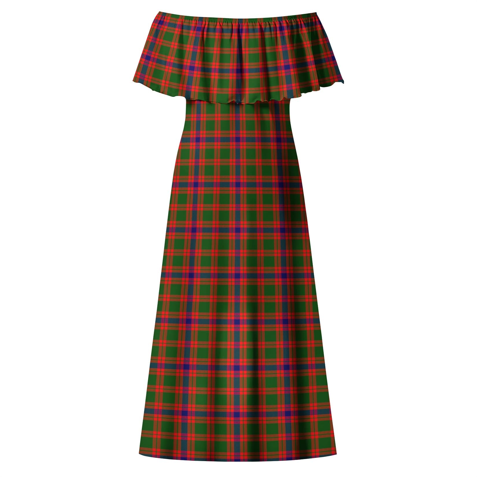 Skene Modern Tartan Off Shoulder Long Dress - Tartanvibesclothing