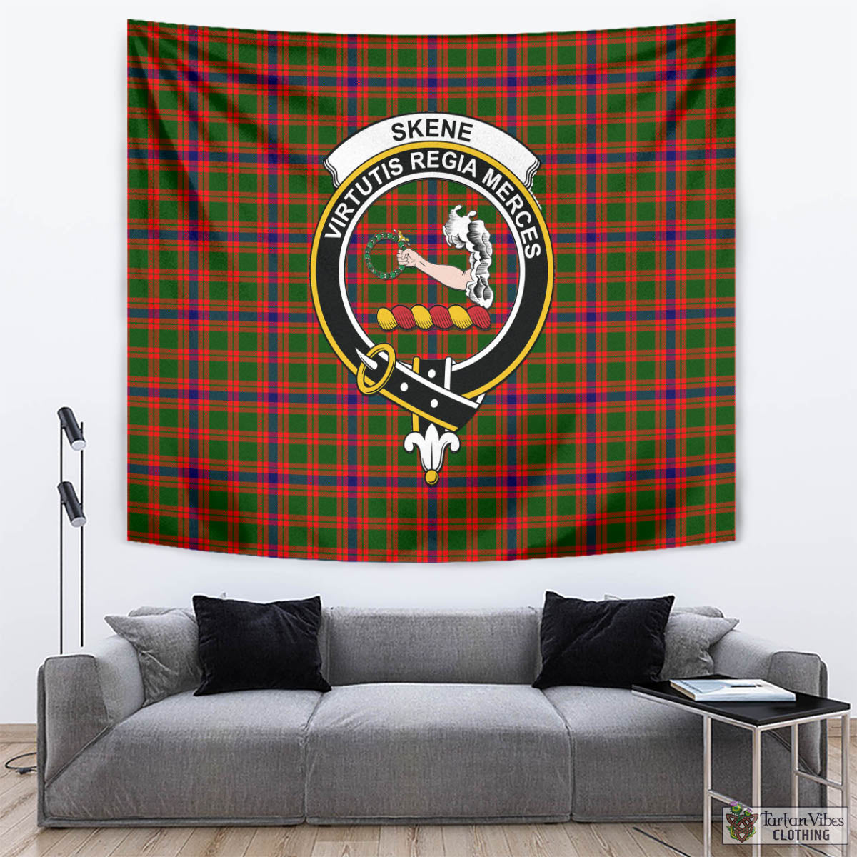 Tartan Vibes Clothing Skene Modern Tartan Tapestry Wall Hanging and Home Decor for Room with Family Crest