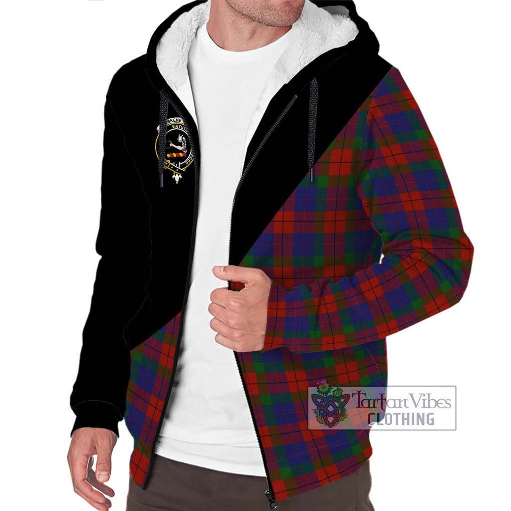 Skene of Cromar Tartan Sherpa Hoodie with Family Crest and Military Logo Style Unisex S - Tartanvibesclothing Shop