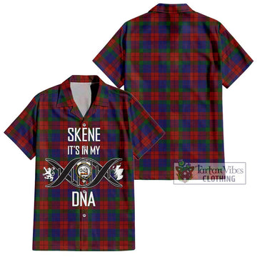 Skene of Cromar Tartan Short Sleeve Button Shirt with Family Crest DNA In Me Style