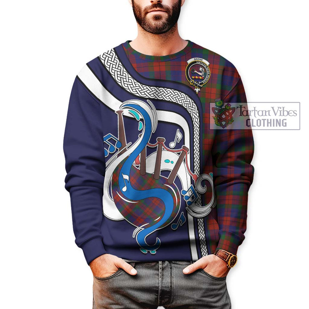 Tartan Vibes Clothing Skene of Cromar Tartan Sweatshirt with Epic Bagpipe Style