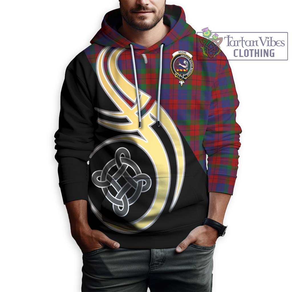 Skene of Cromar Tartan Hoodie with Family Crest and Celtic Symbol Style Zip Hoodie - Tartan Vibes Clothing