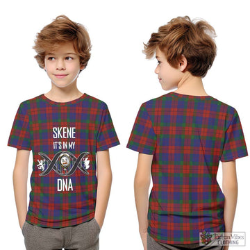 Skene of Cromar Tartan Kid T-Shirt with Family Crest DNA In Me Style