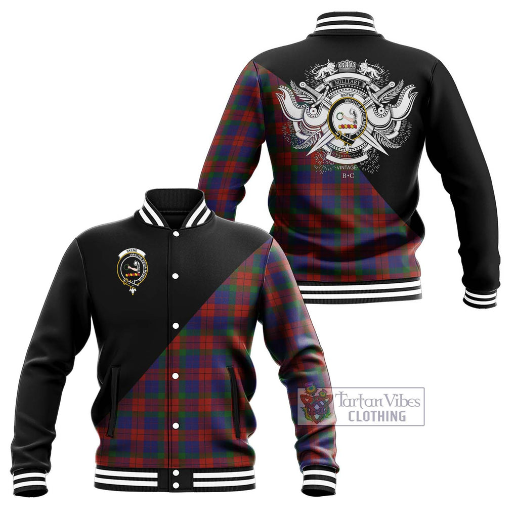 Skene of Cromar Tartan Baseball Jacket with Family Crest and Military Logo Style Unisex - Tartanvibesclothing Shop