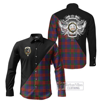 Skene of Cromar Tartan Long Sleeve Button Shirt with Family Crest and Military Logo Style