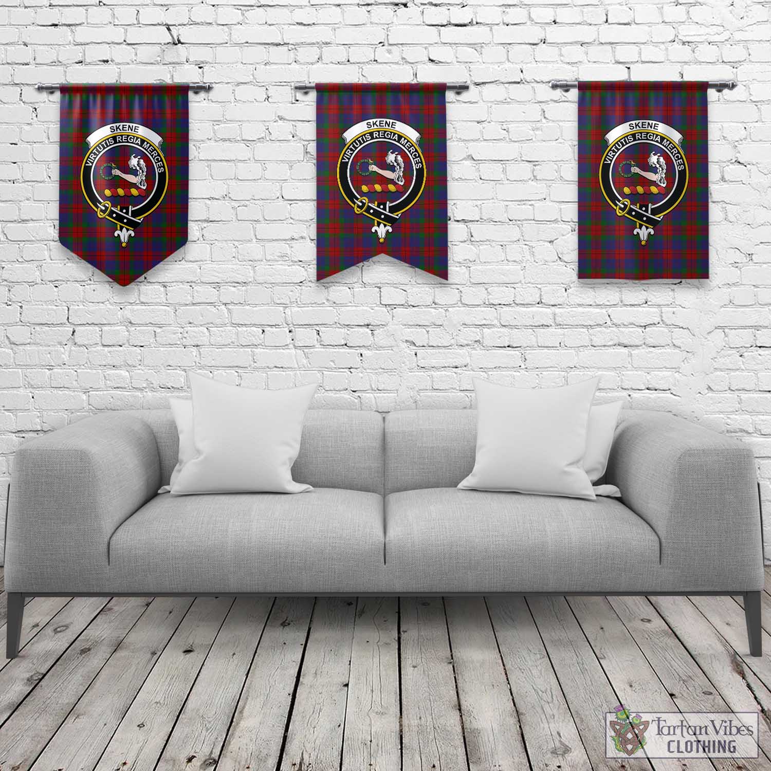 Tartan Vibes Clothing Skene of Cromar Tartan Gonfalon, Tartan Banner with Family Crest