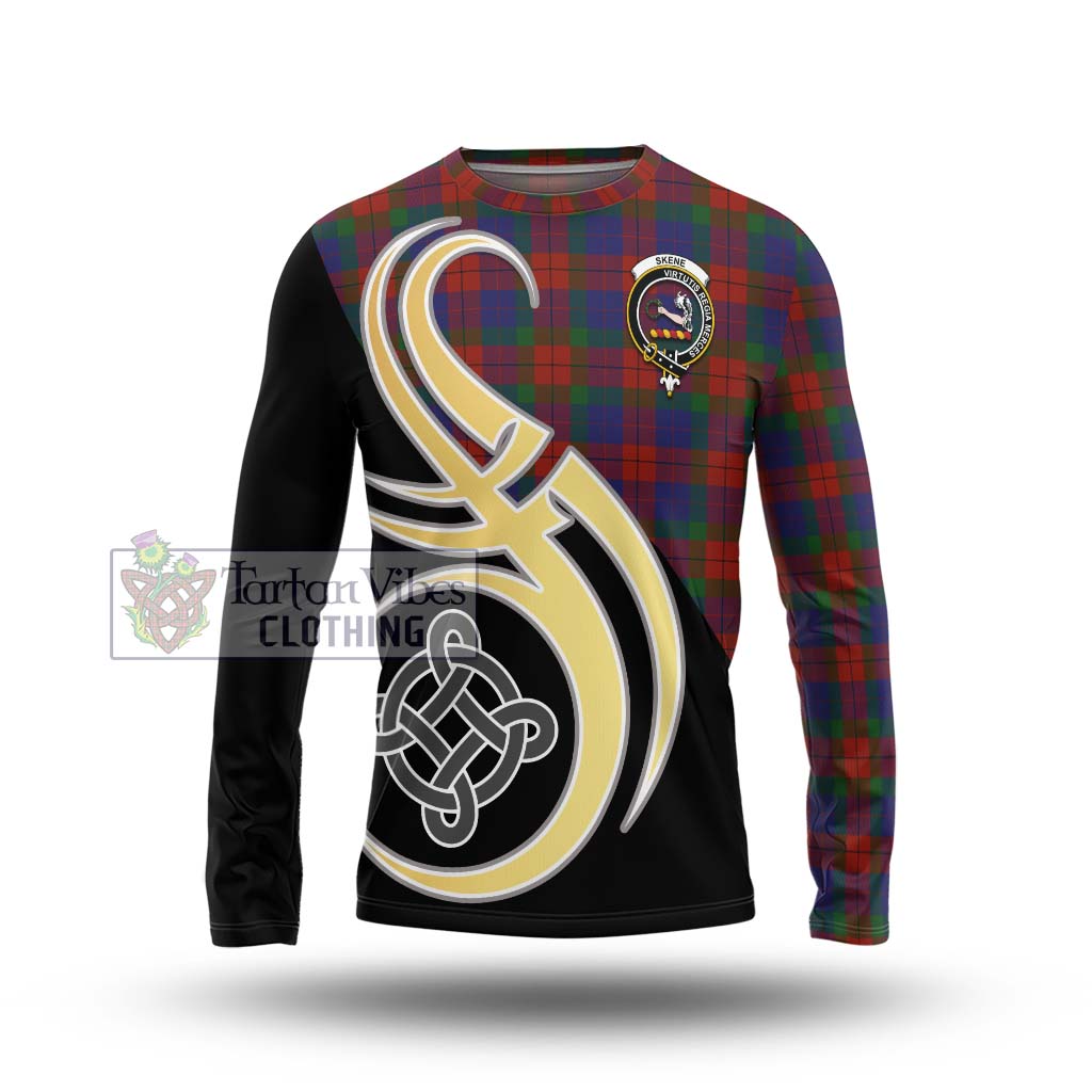 Skene of Cromar Tartan Long Sleeve T-Shirt with Family Crest and Celtic Symbol Style Unisex - Tartan Vibes Clothing